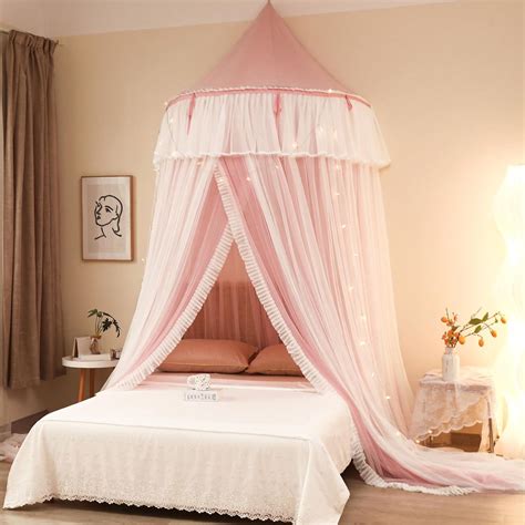 AIKASY PinkWhite Princess Bed Canopy for Girls - India | Ubuy