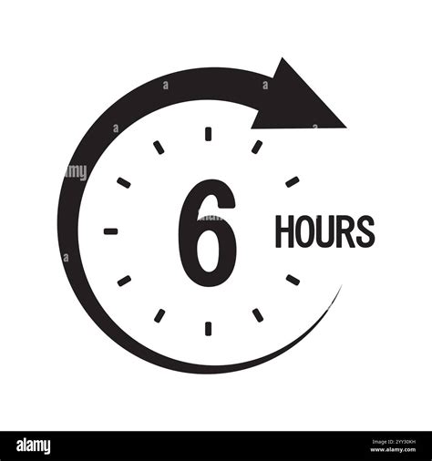 Six hours timer. Bold number six. Circular countdown vector. Clock ...