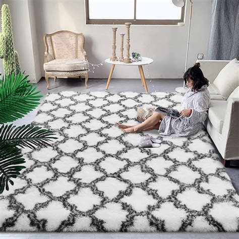 Buy DweIke Fluffy Plush Area Rugs for Bedroom, 4x6 Feet, Moroccan ...