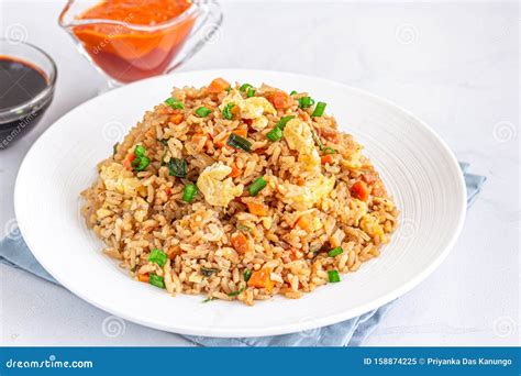 Asian Chinese Fried Rice with Scrambled Eggs and Vegetables Stock Image ...