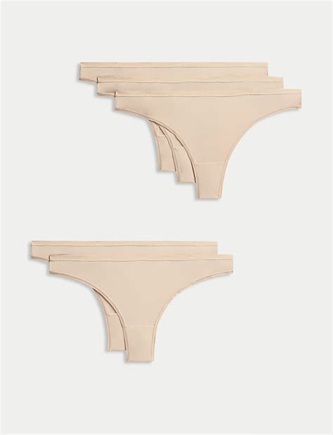 Buy 5pk Microfibre Low Rise Thongs at Marks & Spencer