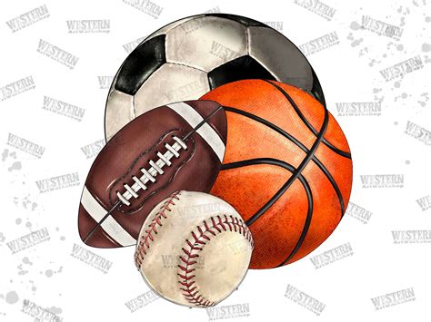 Baseball, Football Soccer Ball & Basketball Grouped Sublimation Png ...