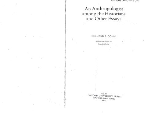 Bernard Cohn An Anthropologist Among - B.A.(Hons.) Pol. Science - Studocu