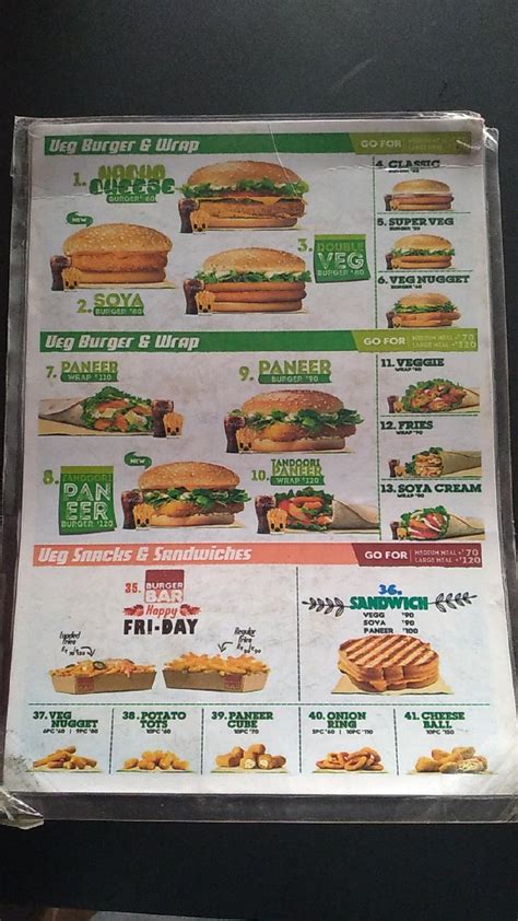 Menu at Burger Bar, Kular