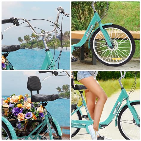 Women's Folding Tricycle Adult Cruiser Bike 24In 7-Speed Carrying ...