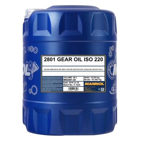 MANNOL 2801 Industrial Gear Oil ISO 220 US Steel 224 DIN 51517 Part 3 ...