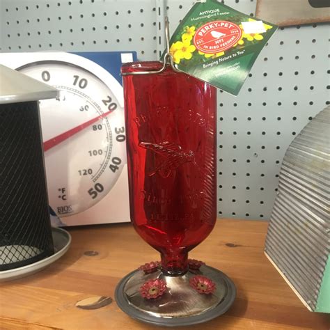 Red Glass Bottle ‘Perky Pet’ Hummingbird Feeder – For the Birds ...
