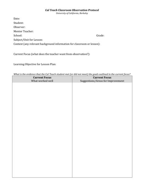 Image result for Sample Observation Protocol