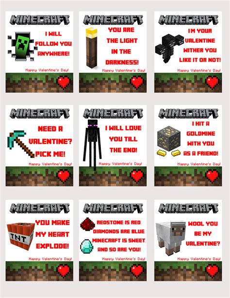 Minecraft Valentine Cards Printable A4cwsn Free Apps | Free Printable