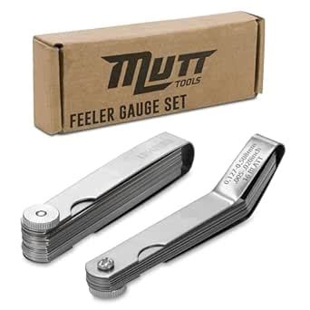 Mutt Tools 2pc Feeler Gauge Set - Premium Straight & Angled Feeler ...