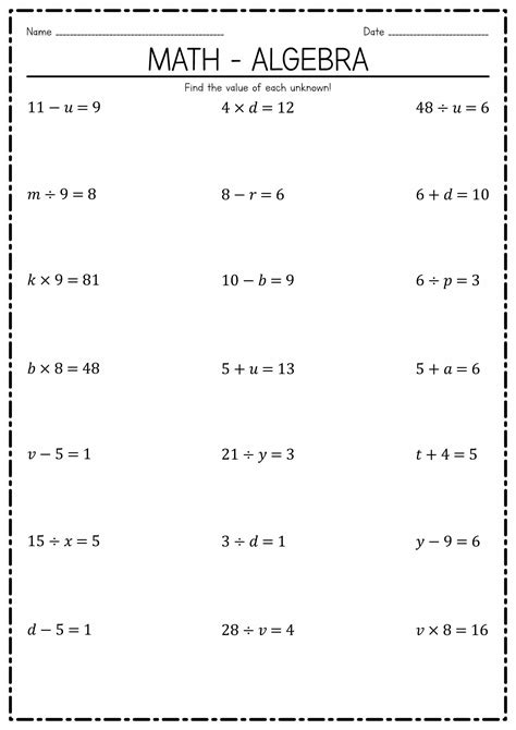 Tenth Grade Math Worksheets