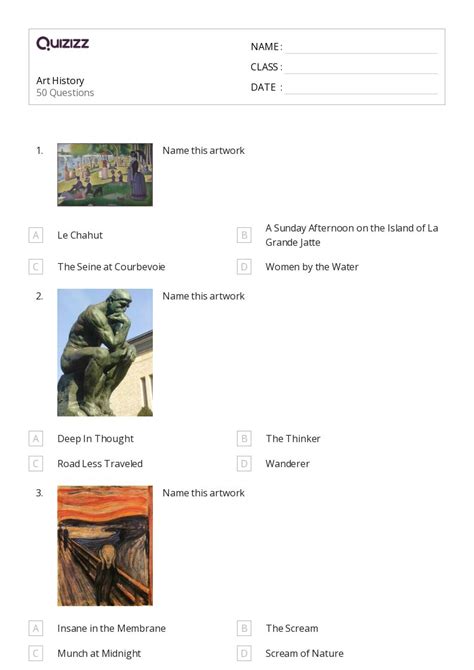 50+ Art History worksheets on Quizizz | Free & Printable