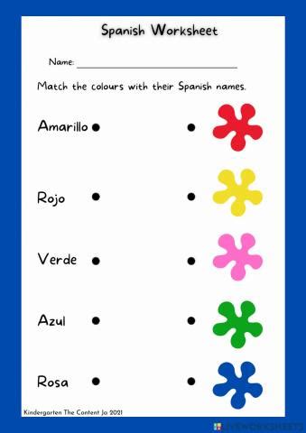 Image result for Spanish Color Words Worksheet
