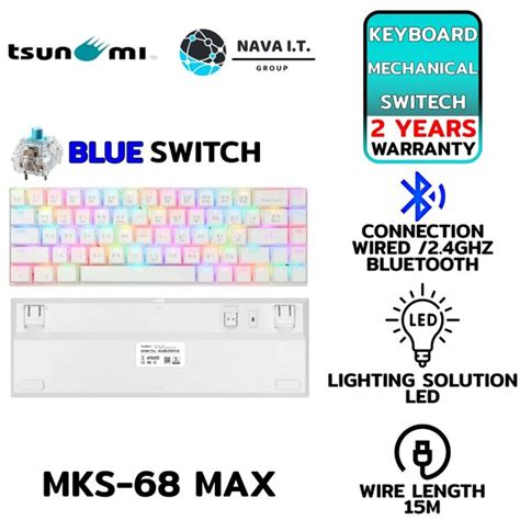TSUNAMI MKS-68 MAX WHITE BLUE SWITCH LOW PROFILE MACHANICAL รับประกัน ...