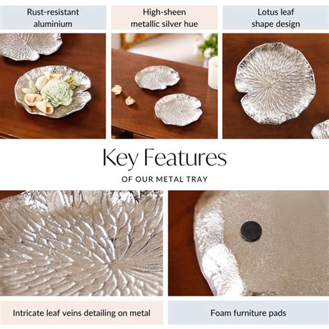 Set Of 2 Silver Lotus Leaf Decorative Tray Online - Premium Trinket ...