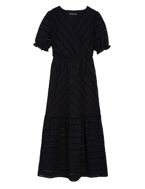 Buy Pure Cotton Broderie Midaxi Wrap Dress at Marks & Spencer