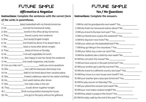 Ejercicios de Tiempos Gramaticales en Inglés Para Niños