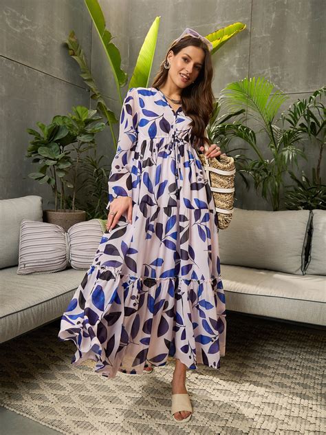 Women White Floral Tiered Maxi Dress