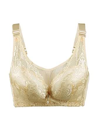 Buy 38D, Beige : Generic Women Floral Front Wireless Push up Full ...