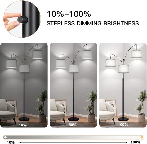 Nintiue Dimmable Floor Lamp, 3 Lights Arc Floor Lamps for India | Ubuy