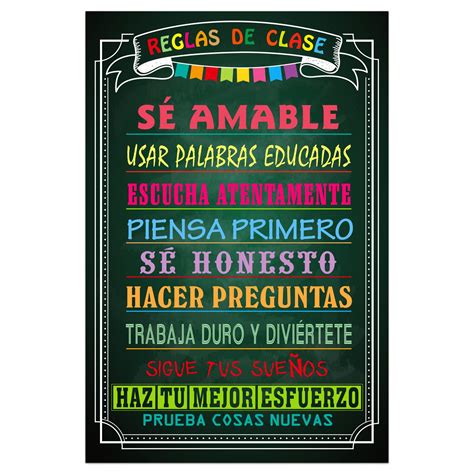 Facraft Spanish Poster Chart For Classroom Decorations Motivational ...