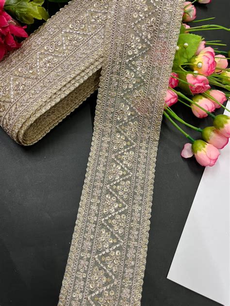 Rose Gold Embroidered Zari Lace Border – Luxury 3 Inch Designer Lace ...