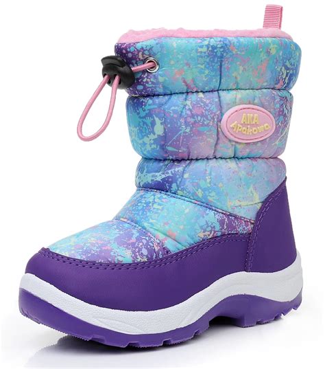 Apakowa Kids Boys Girls Snow Boots Side Zipper Water Resistant Warm ...