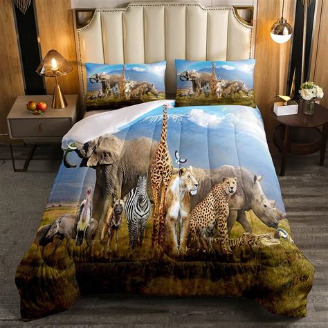 Amazon.com: Erosebridal Safari Animal Comforter King,Elephant Cheetah ...