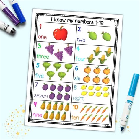 Free Printable Number Chart 1 - 20 for Kindergarten - The Artisan Life