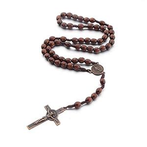 Buy Handmade Wooden Wood Beads Catholic Rosary Crucifix Cross Pendant ...