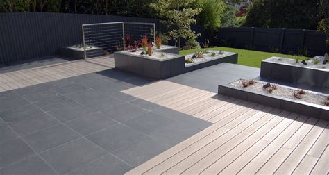 Porcelain paving and composite decking, minimalist style garden design ...