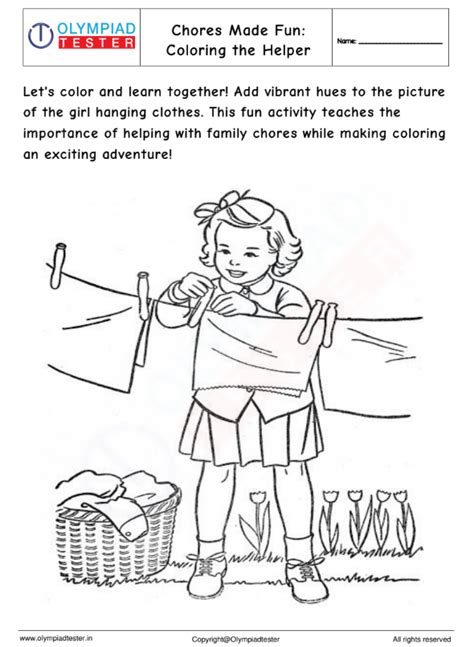 Kindergarten Coloring Worksheet - Chores Made Fun | Olympiad tester