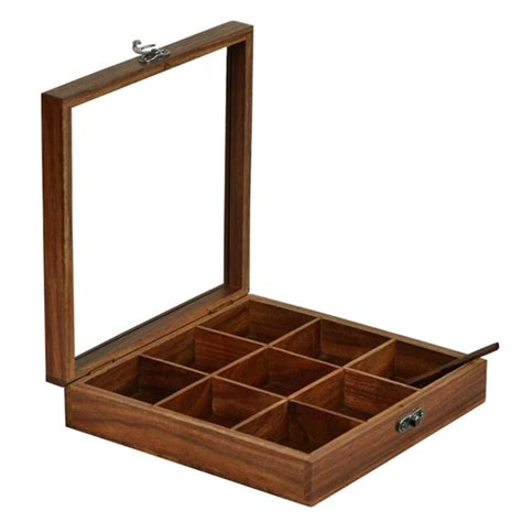 Sheesham Wood Spice Box with Spoon - Furnifyfactory.com