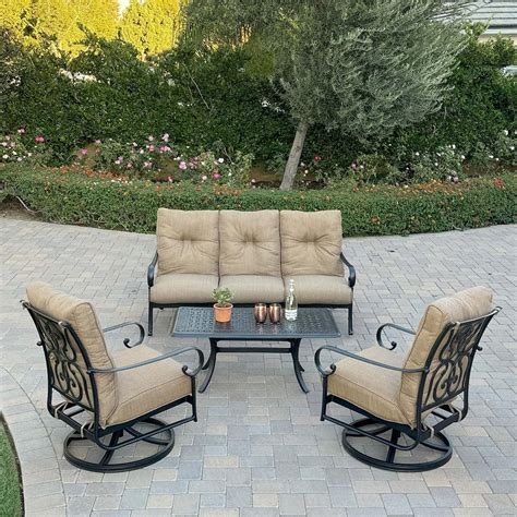 Santa Anita 4 Pc Cast Aluminum Seating Set w/ 48 X 26 Inch Series 88 ...
