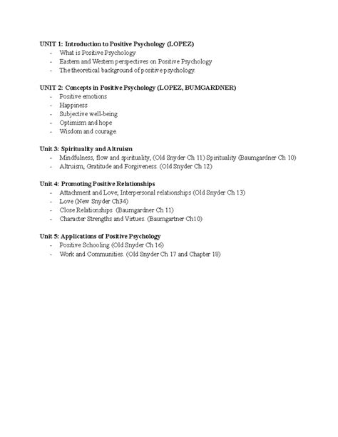Positive Psychology Overview and Concepts (LOPEZ, BUMGARDNER) - Studocu
