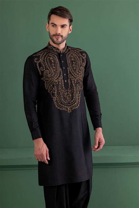 Black & gold embroidered kurta – Amit Arora