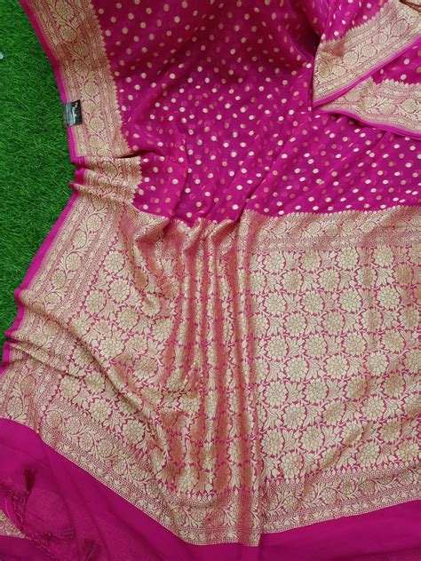 Khaddi Georgette Handloom Banarasi Saree - Gold Zari | The Handlooms