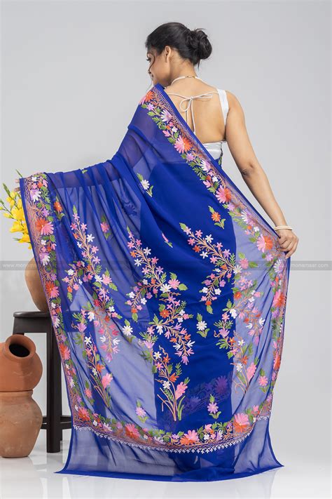Royal Blue Kashmiri Saree – Monamaar
