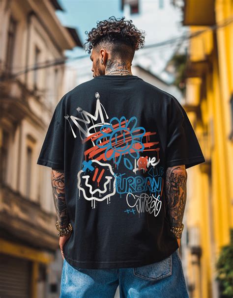 URBANSTART Black Oversized Back Graphic Printed T-shirt – Veirdo