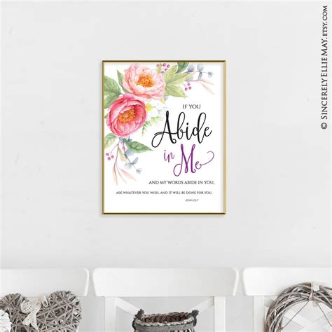 Abide in Me - Bible Verse Wall Art Printable on Remaining in Jesus ...