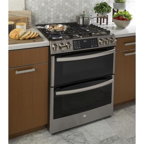 GE Profile 30-in 5 burners 4.3-cu ft / 2.4-cu ft Convection Oven Slide ...