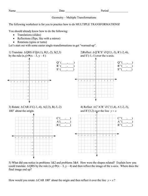 Image result for Transformations Worksheet.pdf