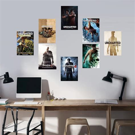 Buy Uncharted Poster Modern Wall Art Print Decor 8 Pcs Game Posters for ...