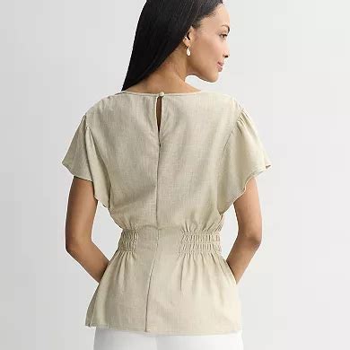 Women's Nine West Cinched Flutter Sleeve Blouse