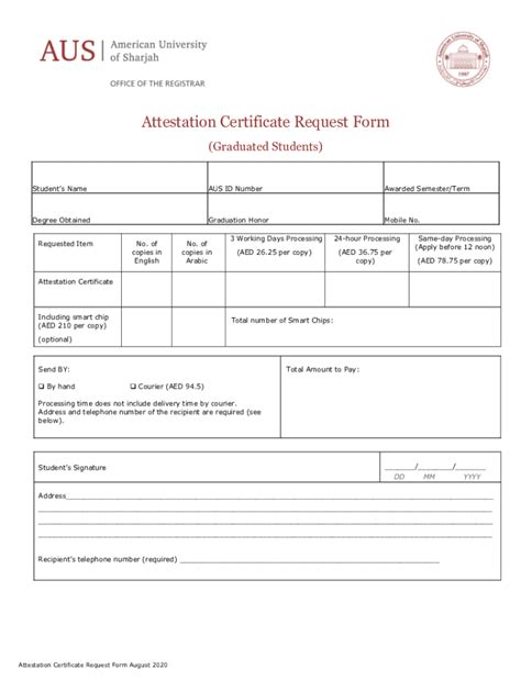 Fillable Online Attestation Certificate Request Form Fax Email Print ...