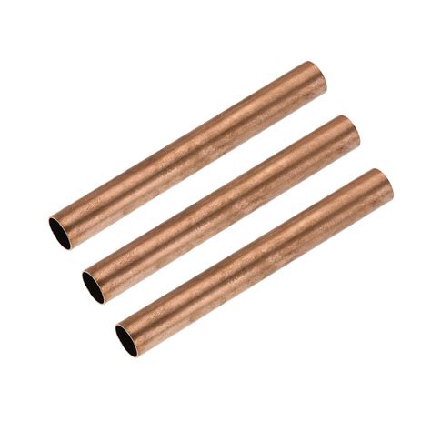 Copper Round Tube, 12mm OD 0.5mm Wall Thickness 100mm Length Straight ...