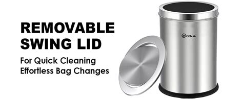 mofna Stainless Steel Swing lid dustbin, Garbage Bin, Trash Can, with ...