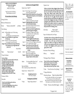 Fillable Online SERVICE OF DIVINE WORSHIP 7th Sunday after Epiphany ...