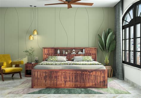 Buy Stack Box Storage Bed (King Size, Teak Finish) Online in India ...