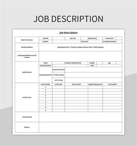 Job Description Excel Template And Google Sheets File For Free Download ...